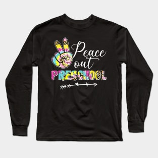 Tie Dye Peace Out Preschool Last Day of School Summer Beach Long Sleeve T-Shirt